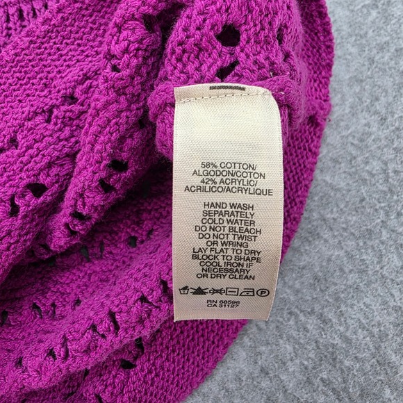 DKNY Jeans Women's Size S Magenta Crochet Knit Button Front Cardigan Sweater - Picture 5 of 10